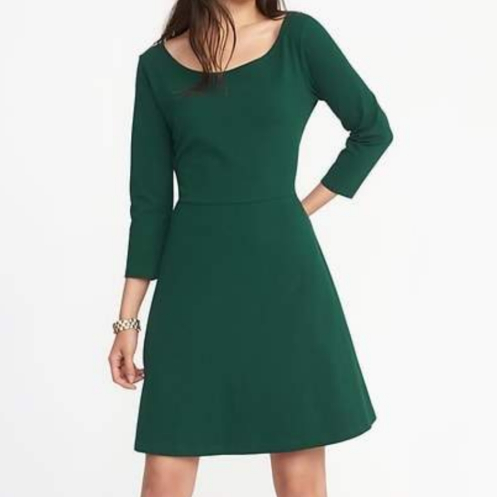 Old Navy Green Fit and Flare Dress